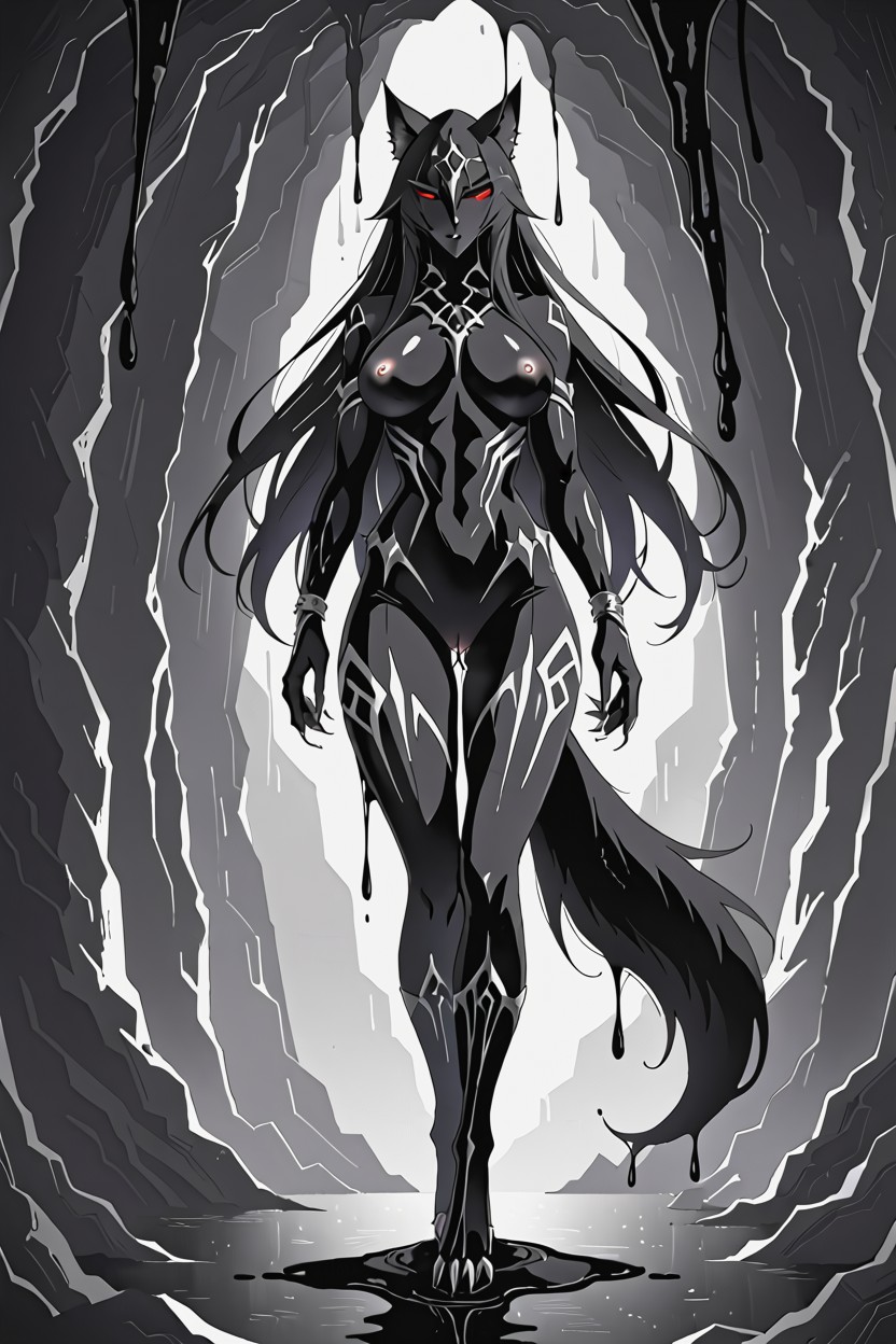Lobo, Pechos Grandes, De Pie Furry IA