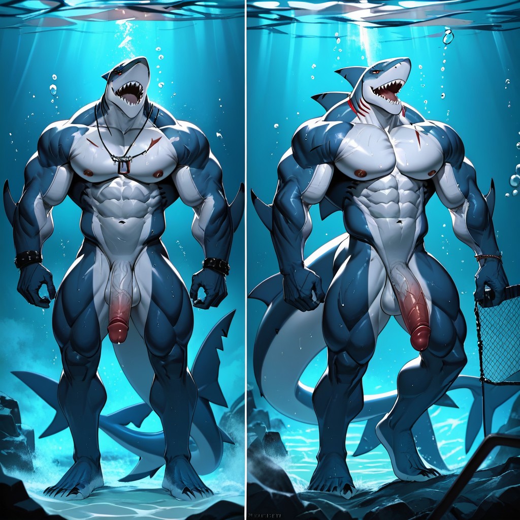 30+, Shark Monster Muscular Body, Has An Erection AI獸人黃片