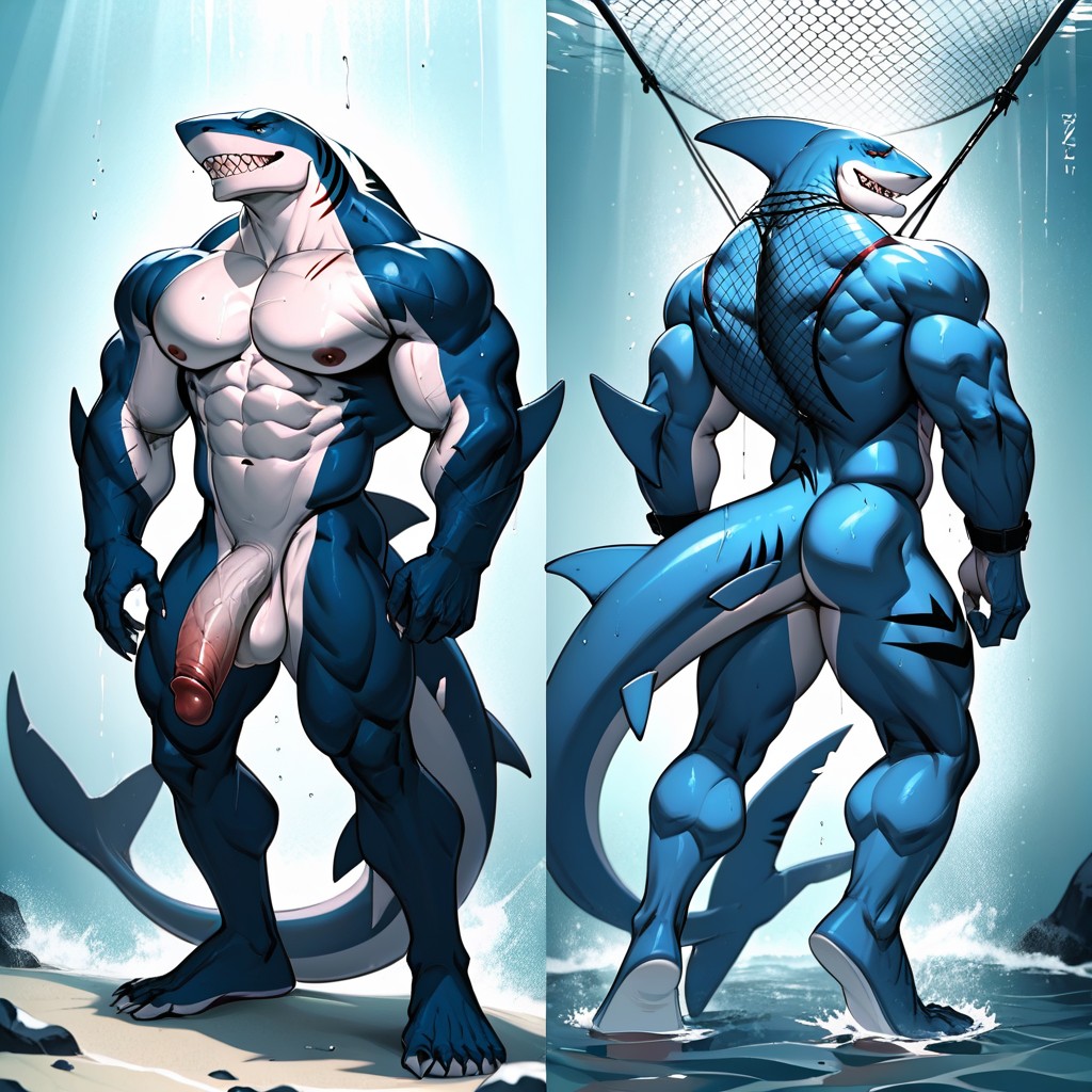 30+, Doggy Style With Enormous Bulging Penis, Shark Monster Is Light Blue AI獸人黃片