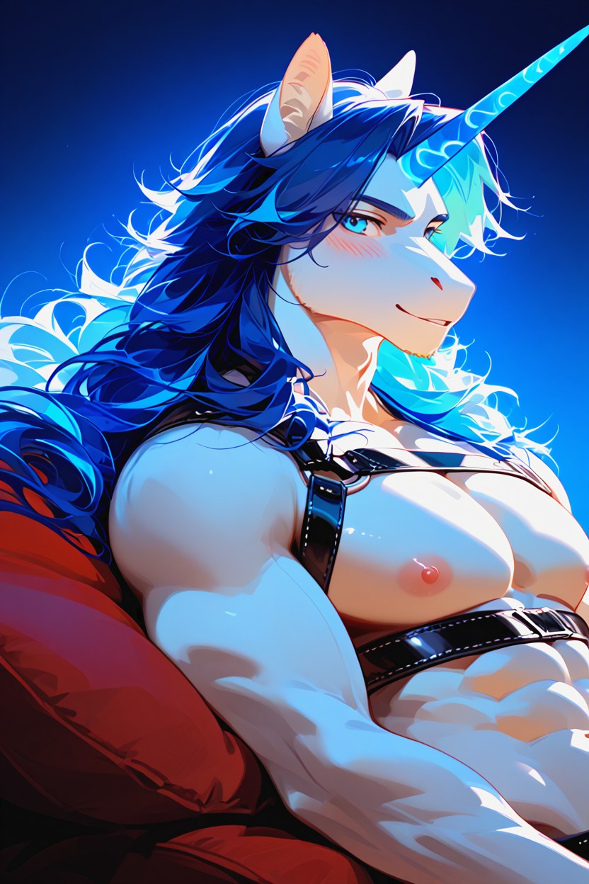 Blue Pubic Hair, Neon Color Grading, Sexy ファーリーAIポルノ