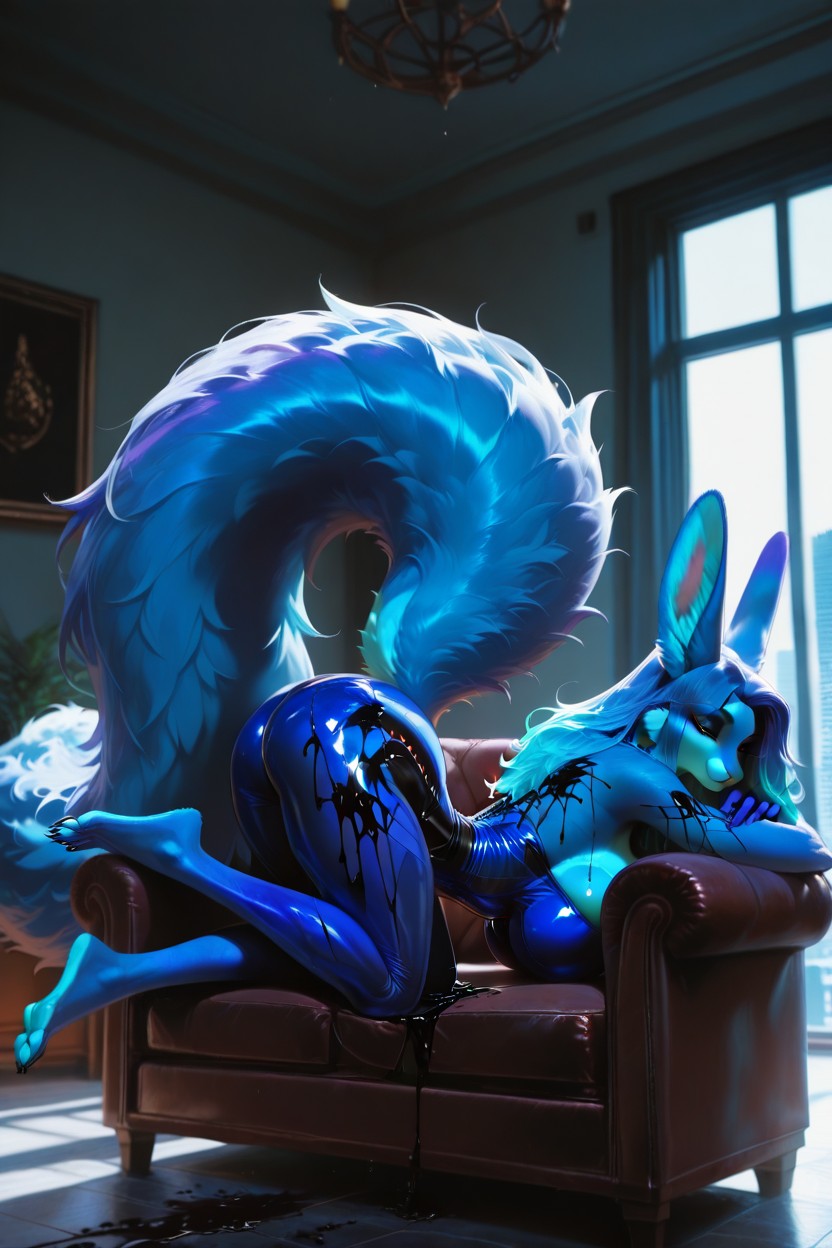 Futuristic Apartment Interior, Deformed Body, Strong Focus On Ears Furry AI Porn