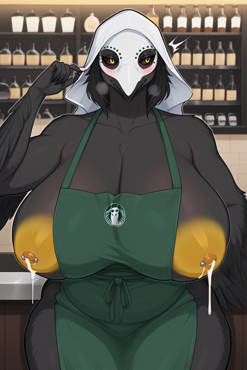Flustered, Apron, Bust Shot Furry AI Porn