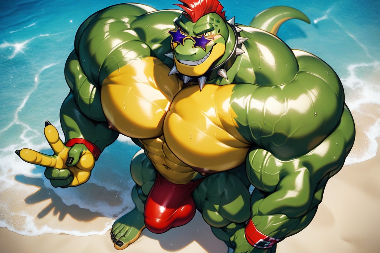 Yellow Jaw, Top Down, Huge Biceps Furry AI Porn