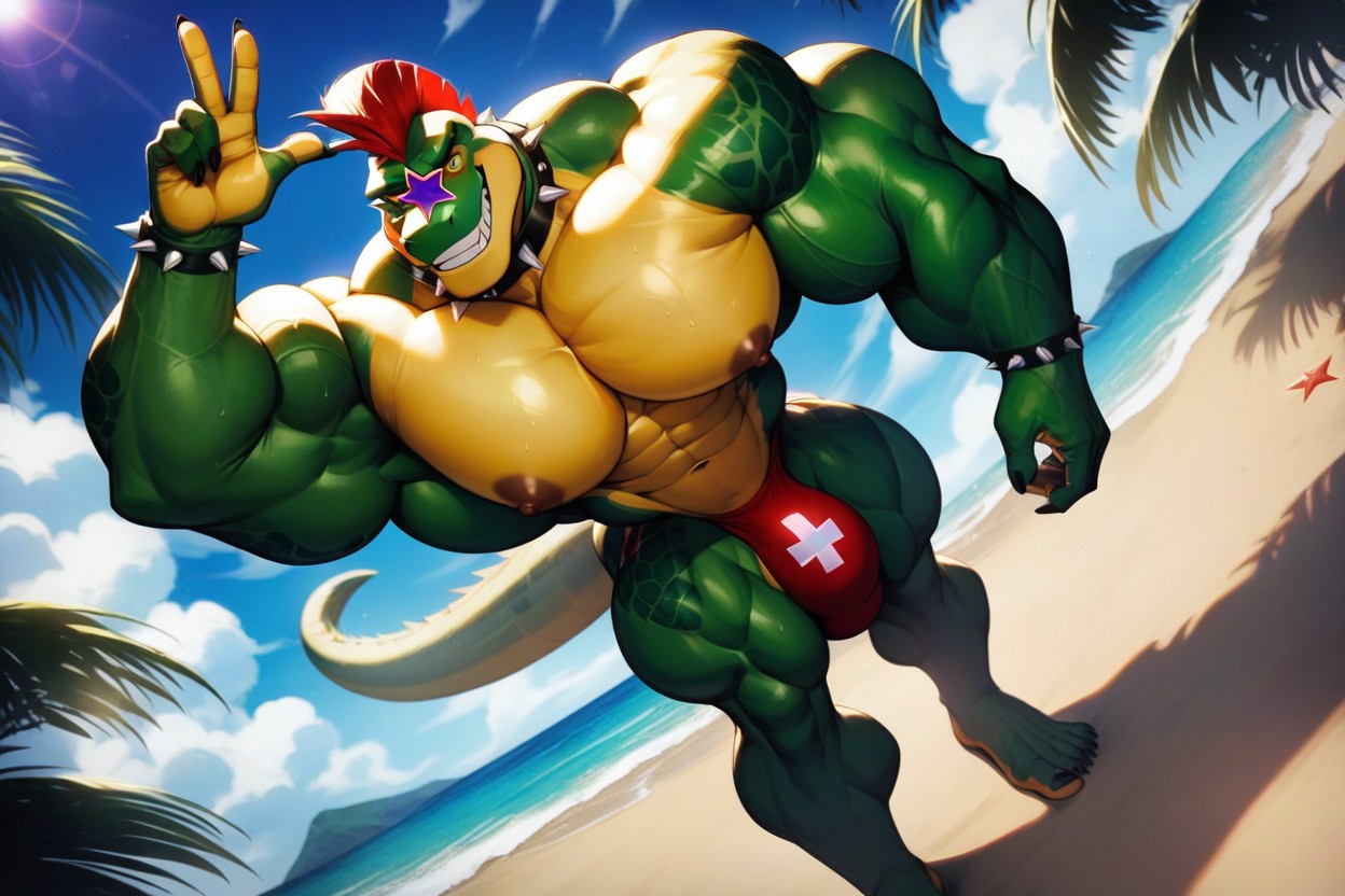 Naked, Excited, Hyper Muscle Furry AI Porn