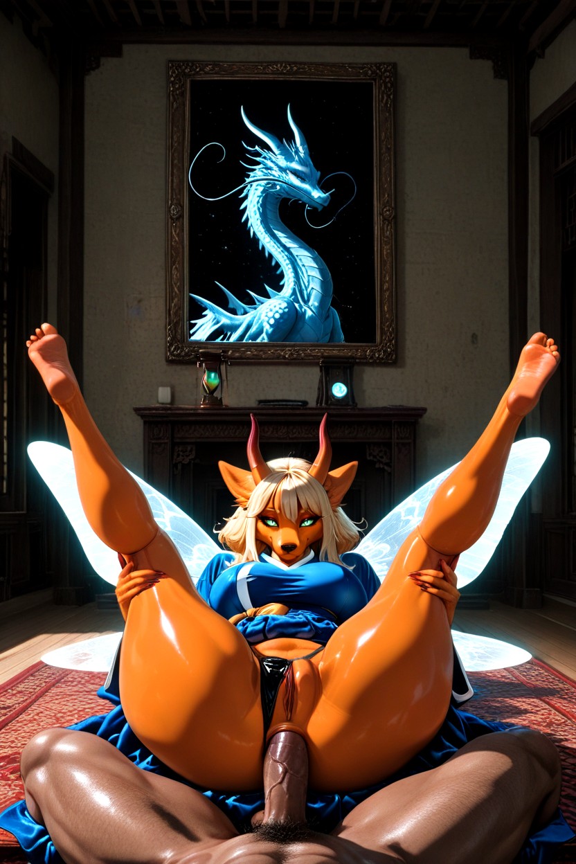 Laying Upside Down, Stylized Painted Artwork, Ero Furry AI Porn