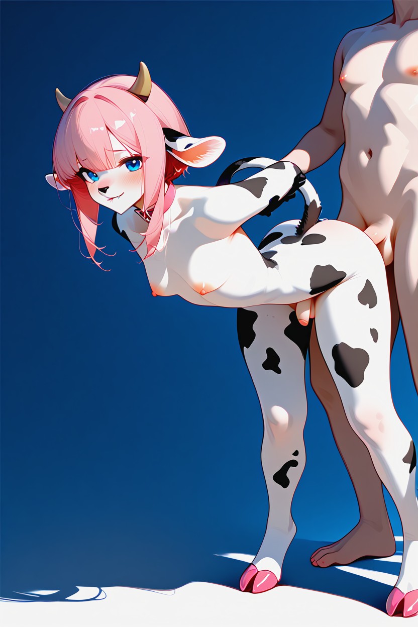 Blue Eyes, Cow, Biting Lip Furry AI Porn