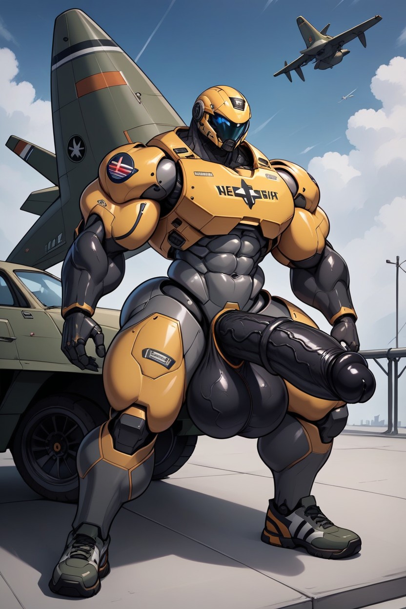 Hefty Arms, Jet, Tall Furry AI Porn