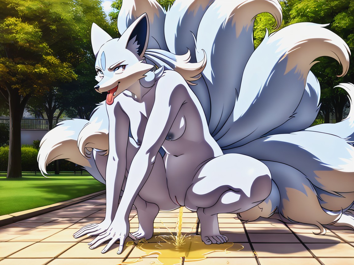 Exhaling, Exposed Breasts, Perky Breasts Furry AI Porn