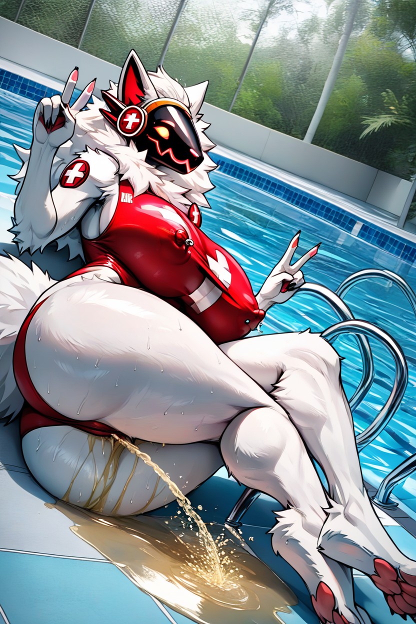 Gigantic Bulbous Perfect Breasts, Thighs Covered With Piss, Seductive Expression Porno IA Furry
