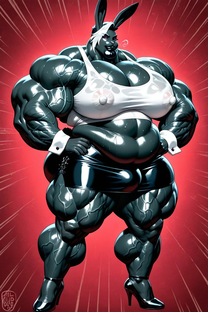 Wearing Gothic Makeup, Muscular Shoulders, Massive Hyper Muscles 퍼리 AI 포르노