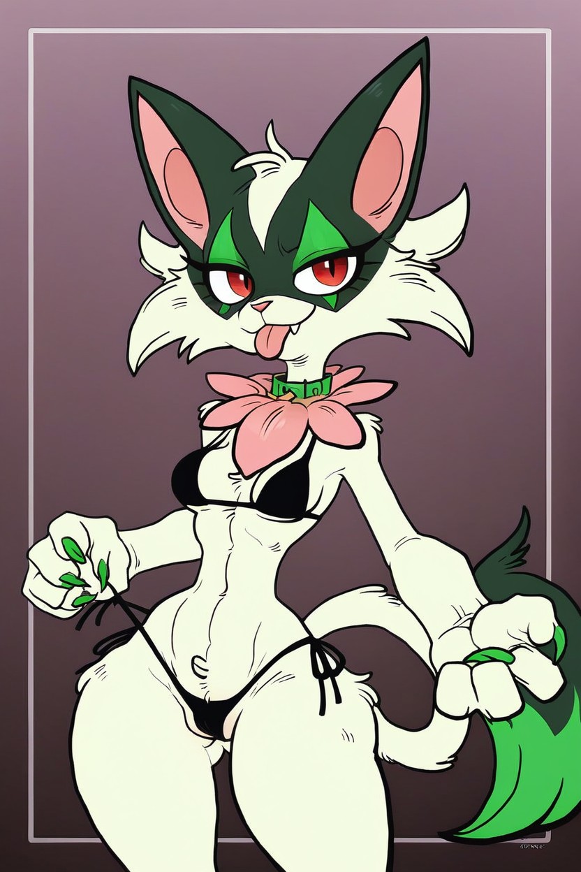 Dark Green Claws, 미소 짓다, 서 있기 퍼리 AI 포르노