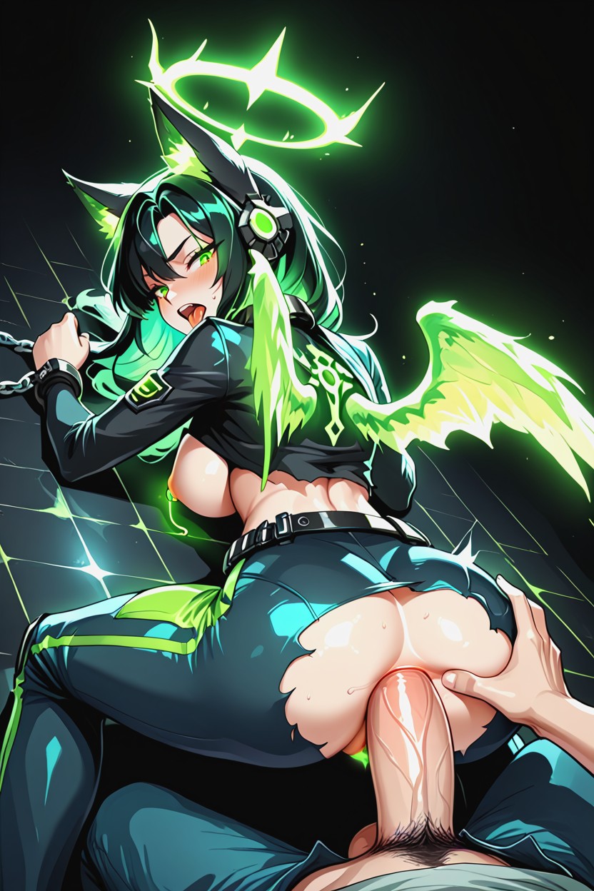 Horny, Black High Tech Shackles And Chains, Sitting On The Floor Of A Fancy Place In The Universe Furry AI Porn