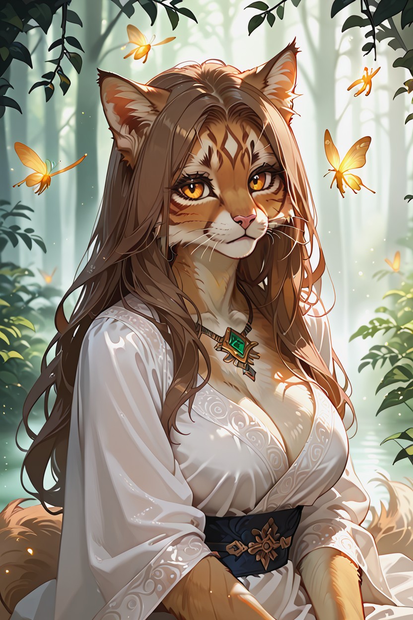 Solo, Glowing Amber Eyes, No Markings Furry AI Porn