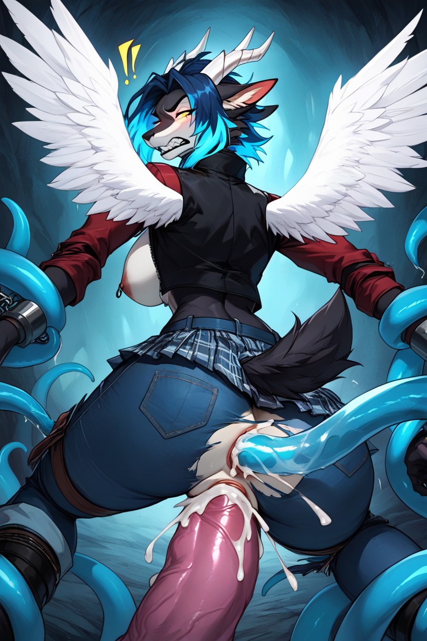 Tentacules, Gaped Ass, Dents Serrées Porno IA Furry