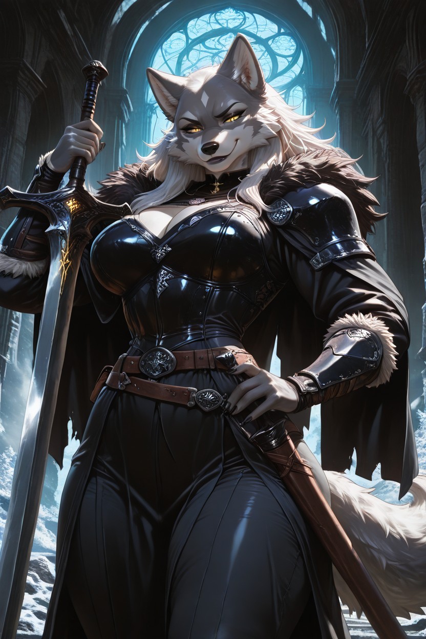 Textures, Fur Trim On Arms And Legs, Dramatic Shadows Furry AI Porn