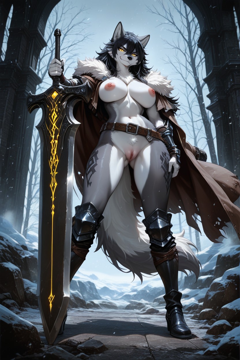 Confident Smirk, Cold Lighting, Soft Foggy Background Furry AI Porn