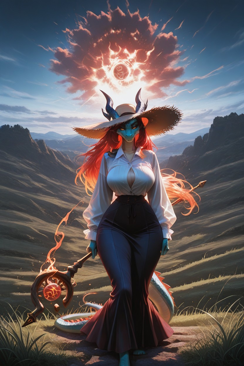Standing In Wild Nature Meadow, Sharp Focus, Expressive Face Furry AI Porn
