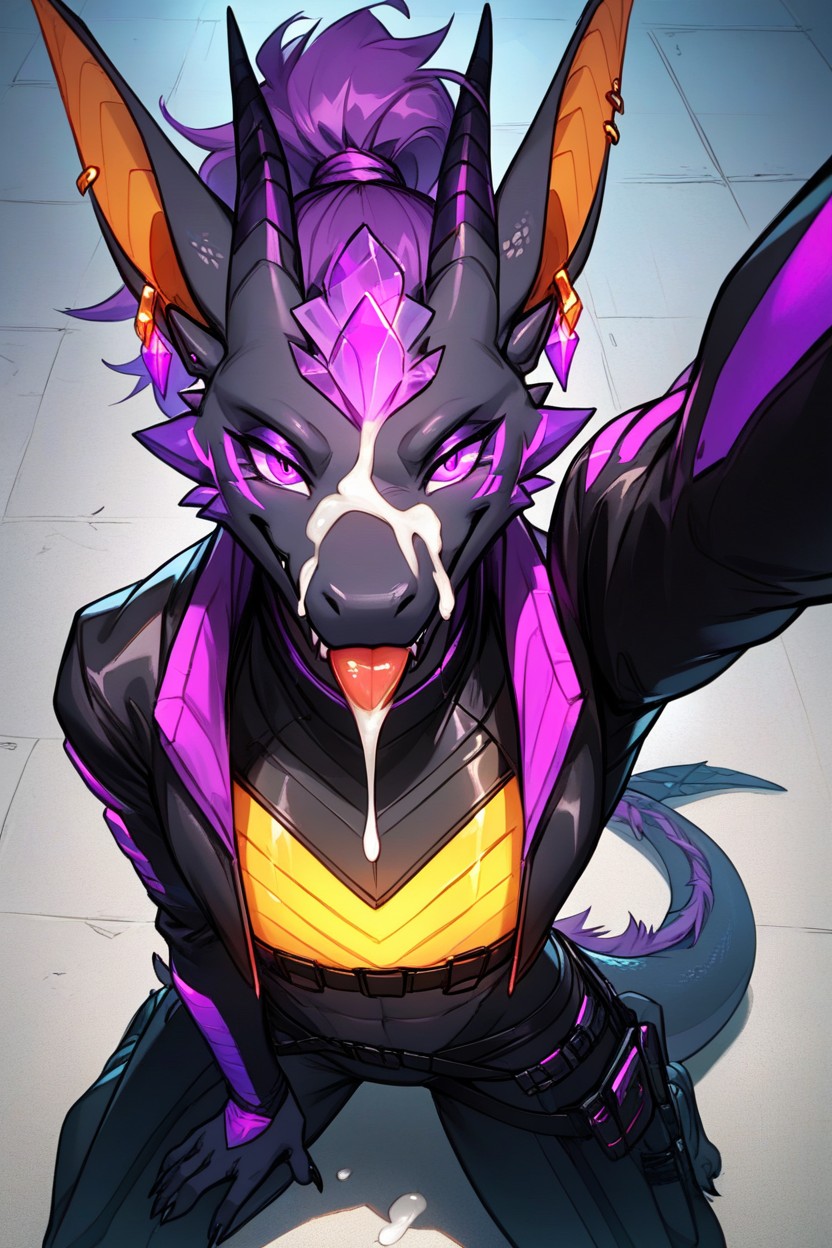 Beautiful, Big Ears, Glowing Crystal Details Furry AI Porn