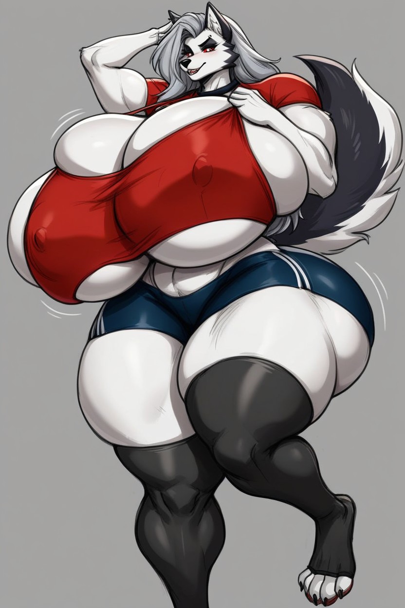 Show Paws, Gigantic Breasts, Loona Furry AI Porn