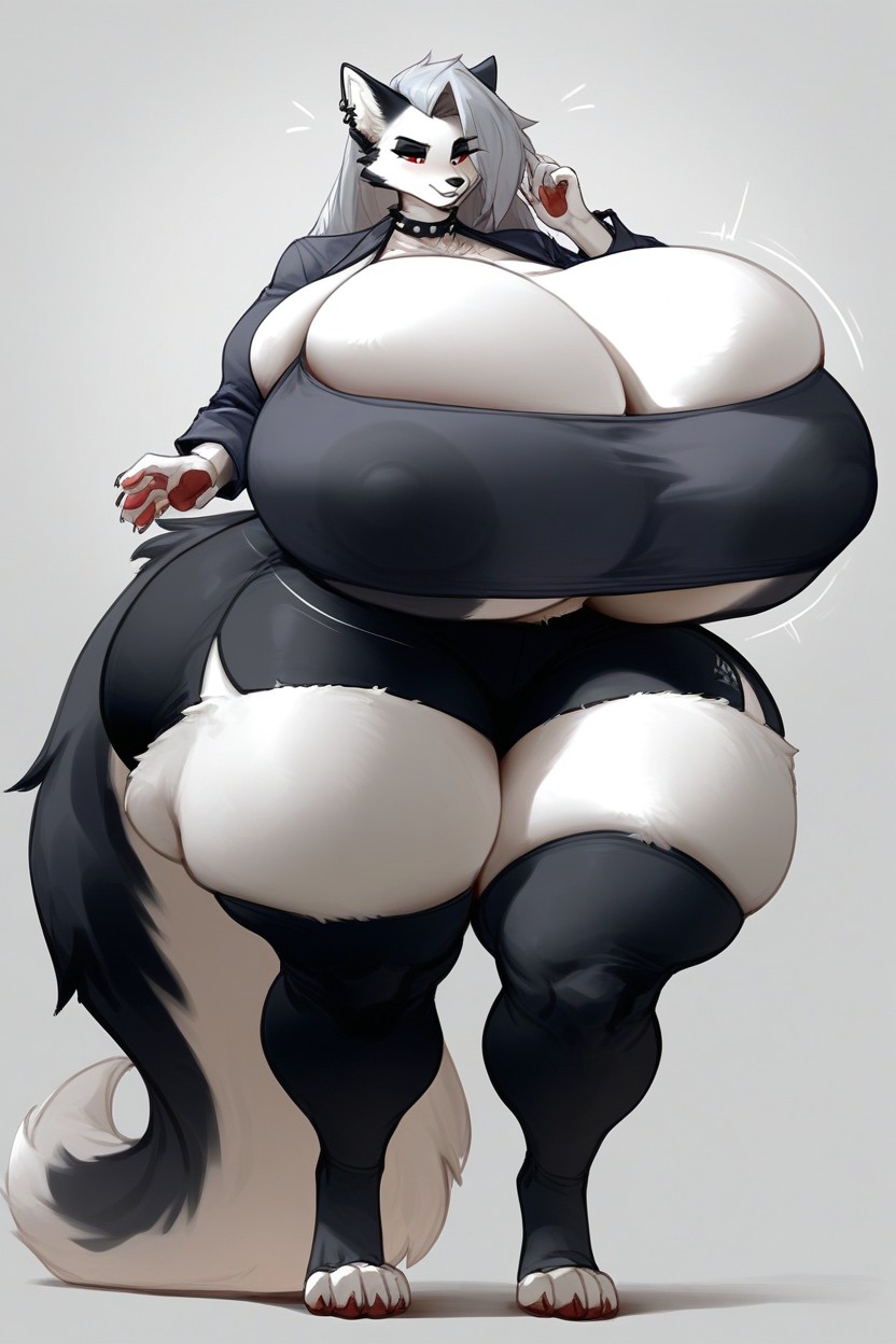 Crop Top, Paws, Loona Furry AI Porn