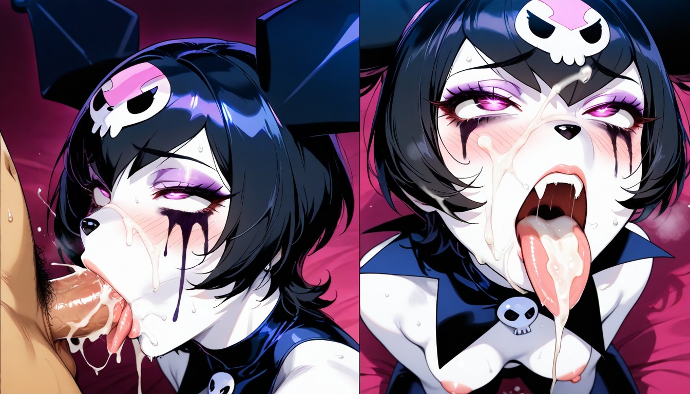 Anime Style Kuromi, Open Mouth, Sucking Furry AI Porn