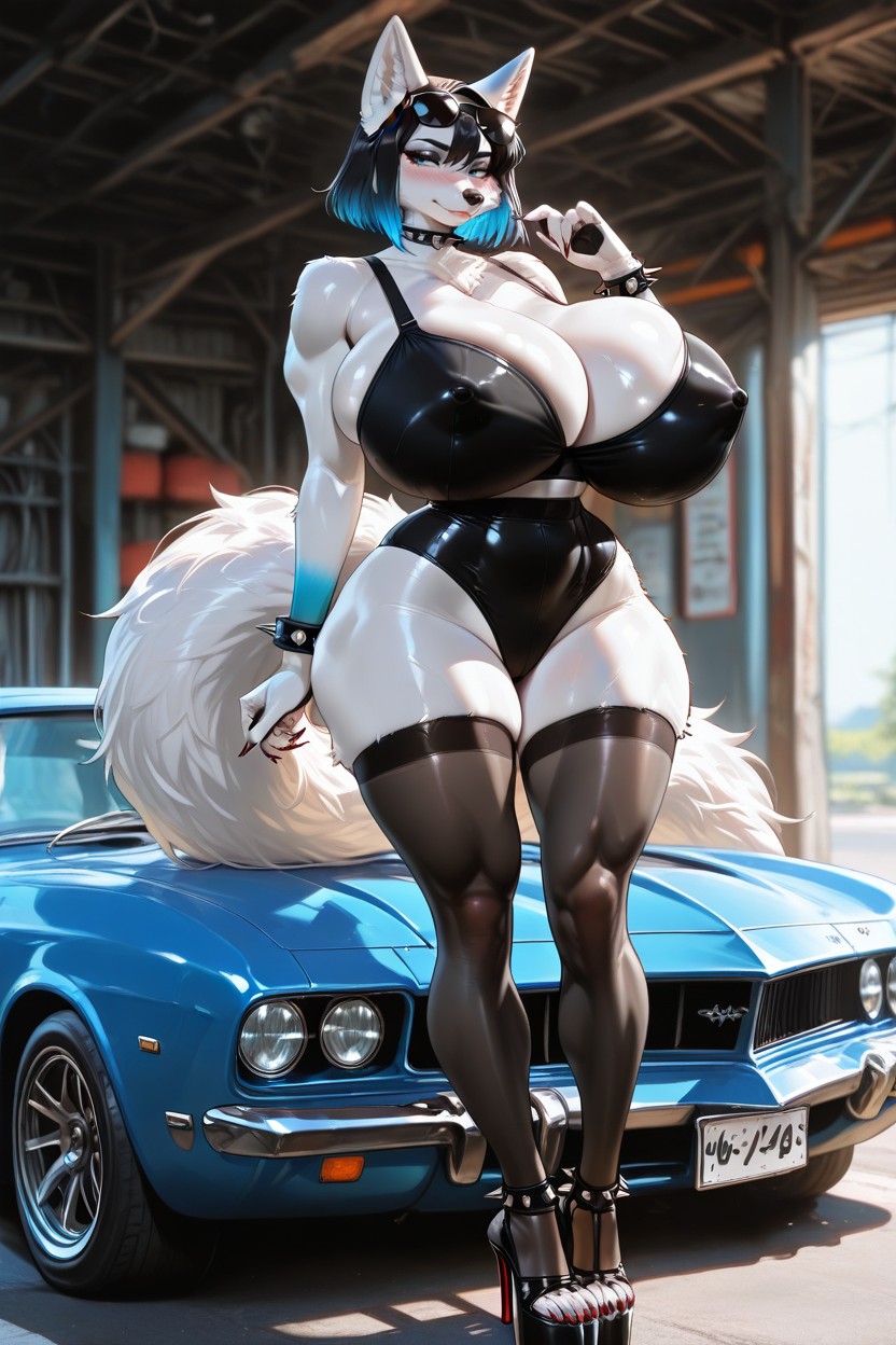 Short Length, Massive Spherical Firm Breasts, Skinny Furry AI Porn