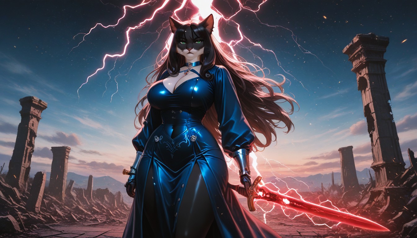 "foreground Cracked Stone Ground, Magical Shockwaves Distorting Space, Solo Furry AI Porn