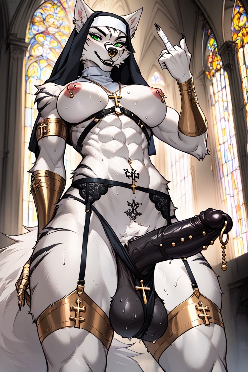 Holy Make Up, Bandages On Tail, Gigantic Furry AI Porn