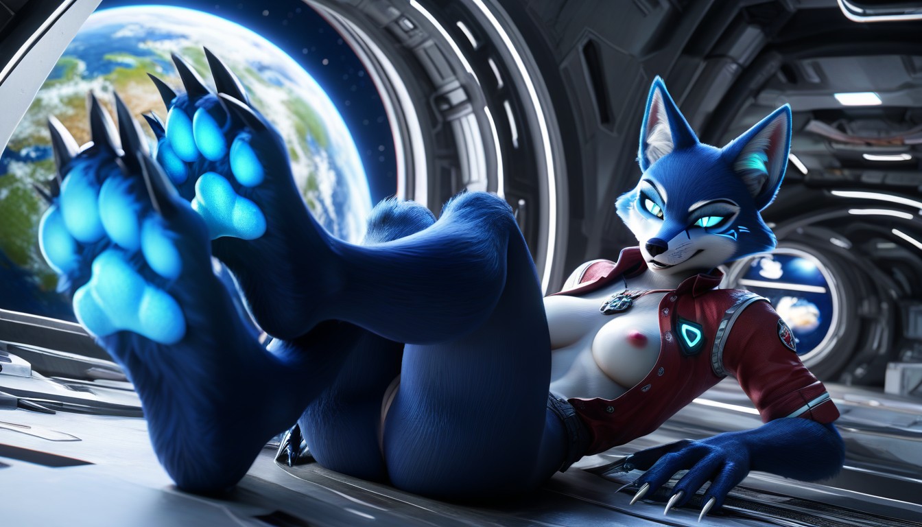Fox Footpaws, Unbuttoned, Space Foxy Fluf Furry AI Porn