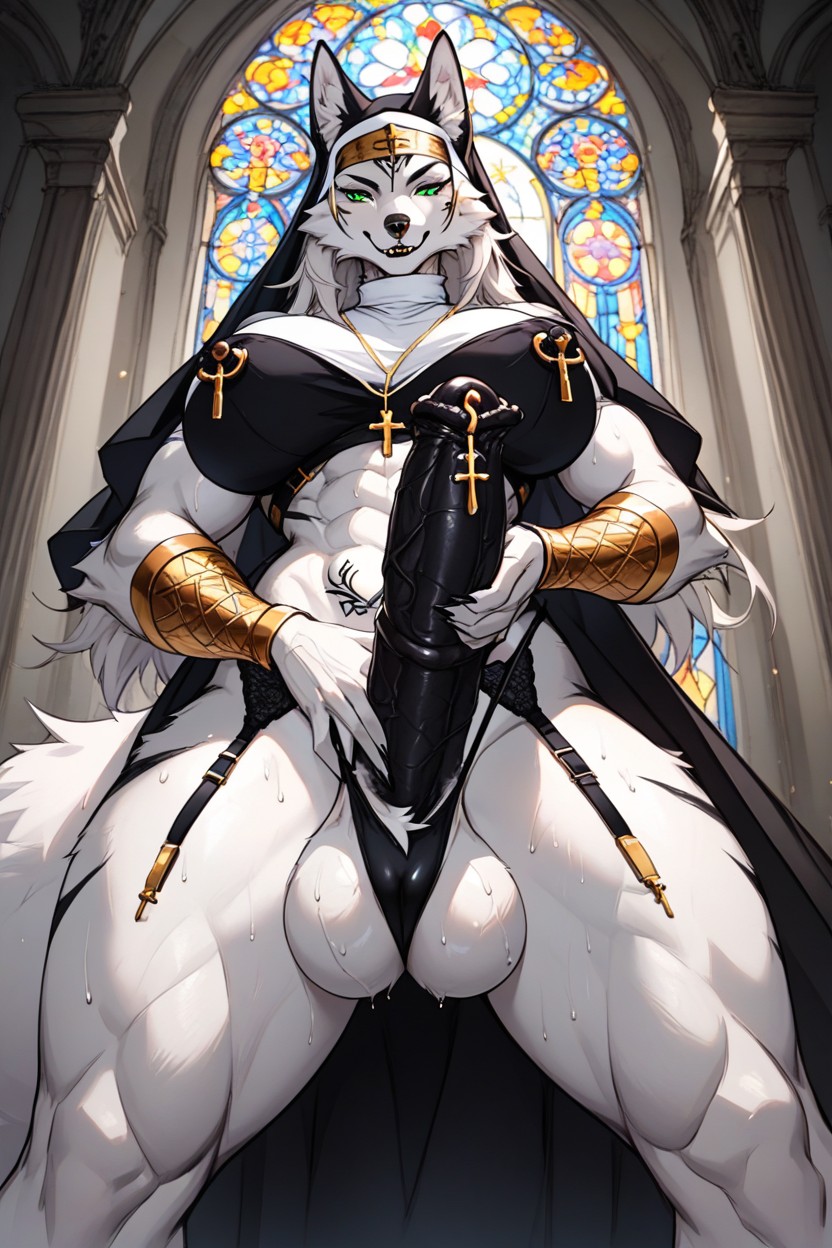 Stroking Penis, Gigantic Perfect Boobs, Standing Furry AI Porn