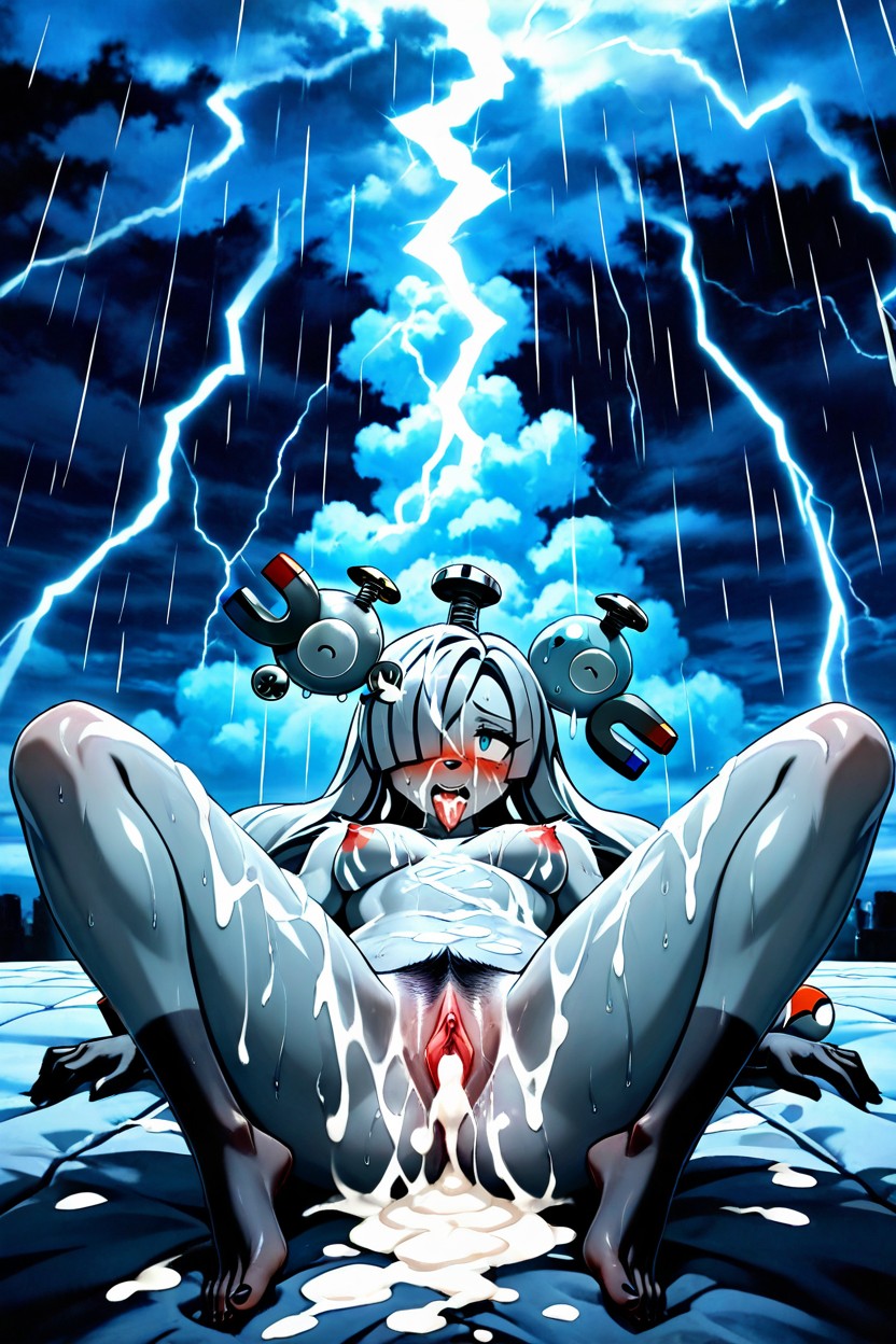 Small Breasts, Tongue Lolling, Soft Blue Mystical Light Furry AI Porn