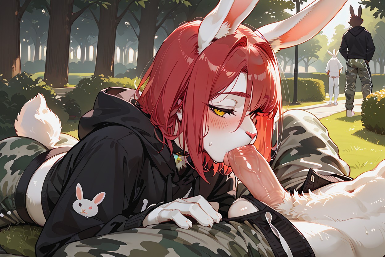 Medium Length Hair, Yellow Eyes, Warm Lighting Furry IA