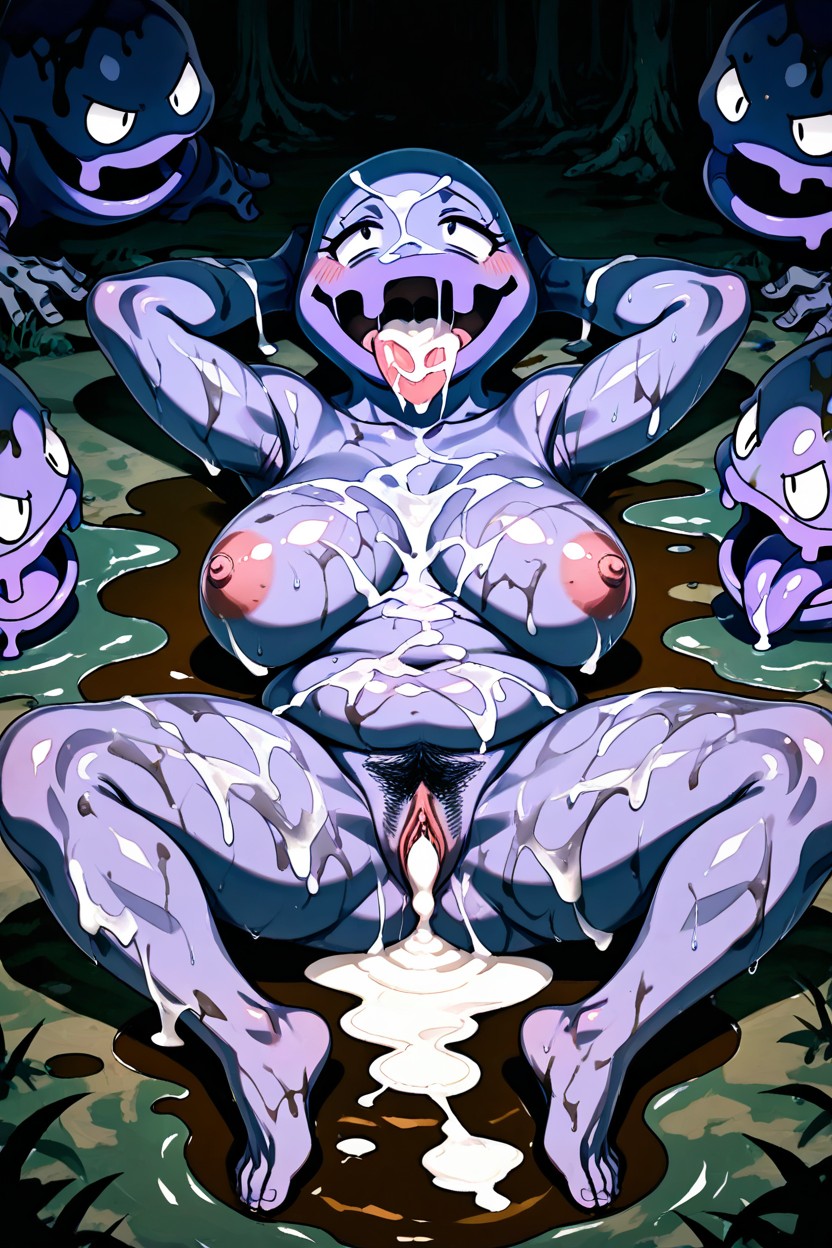 Tongue Lolling, Grimer Body, Detailed Cum View Furry AI Porn