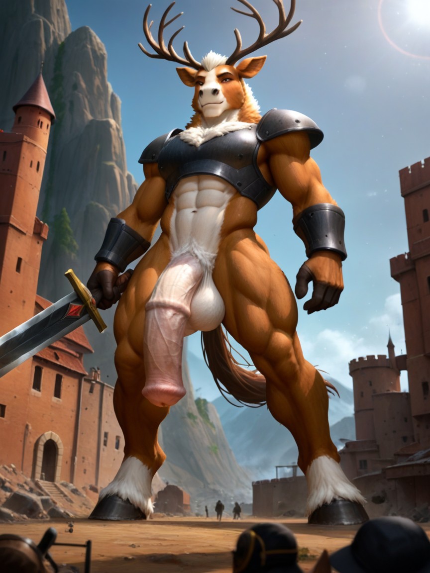 Pony Cock, Castle Fortress Under His Feet, Short Length Furry AI Porn