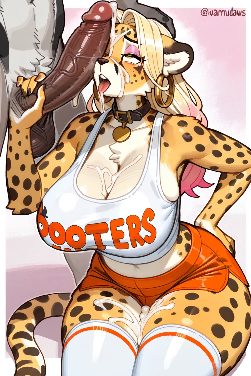 Large Hoop Ear Rings, Penis On Face, Blonde Fur Furry AI Porn