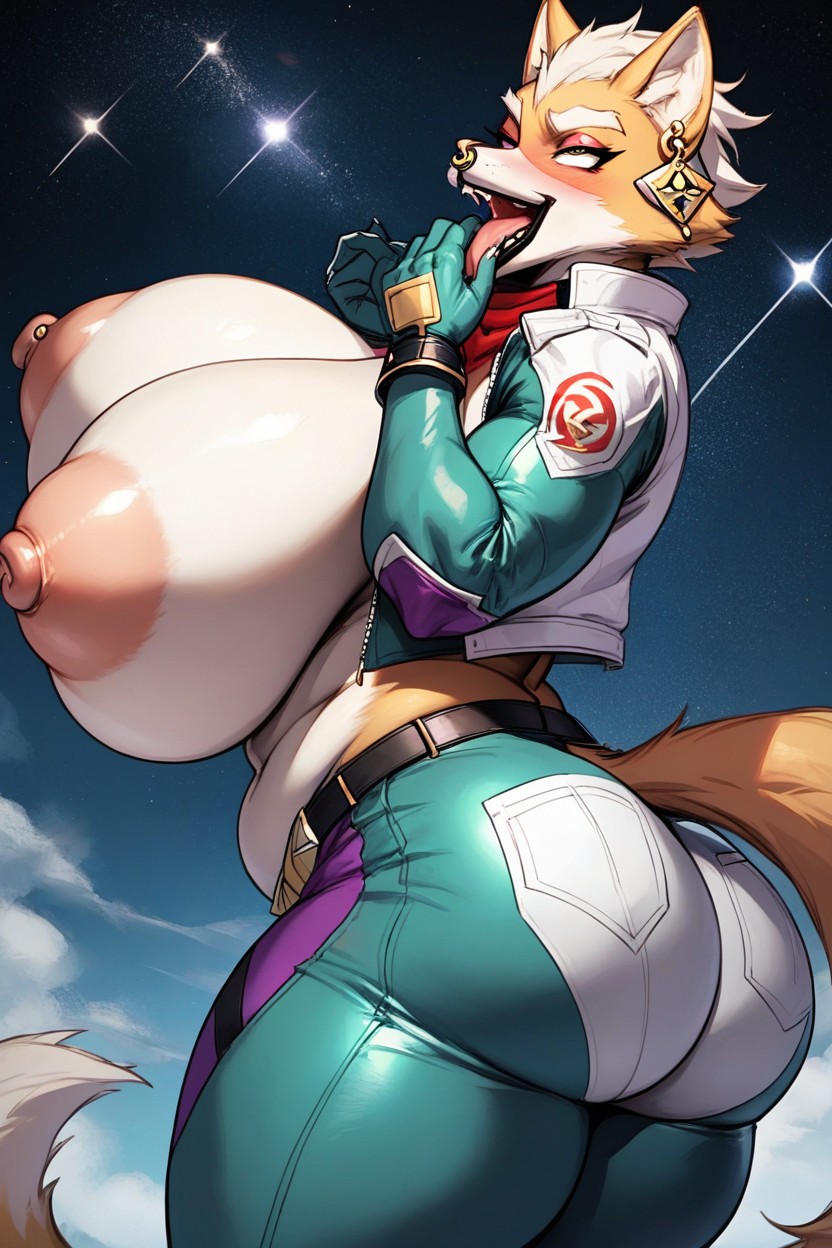 Huge Nipples, Fat Nipples, Very Dumb Bimbo Furry AI Porn