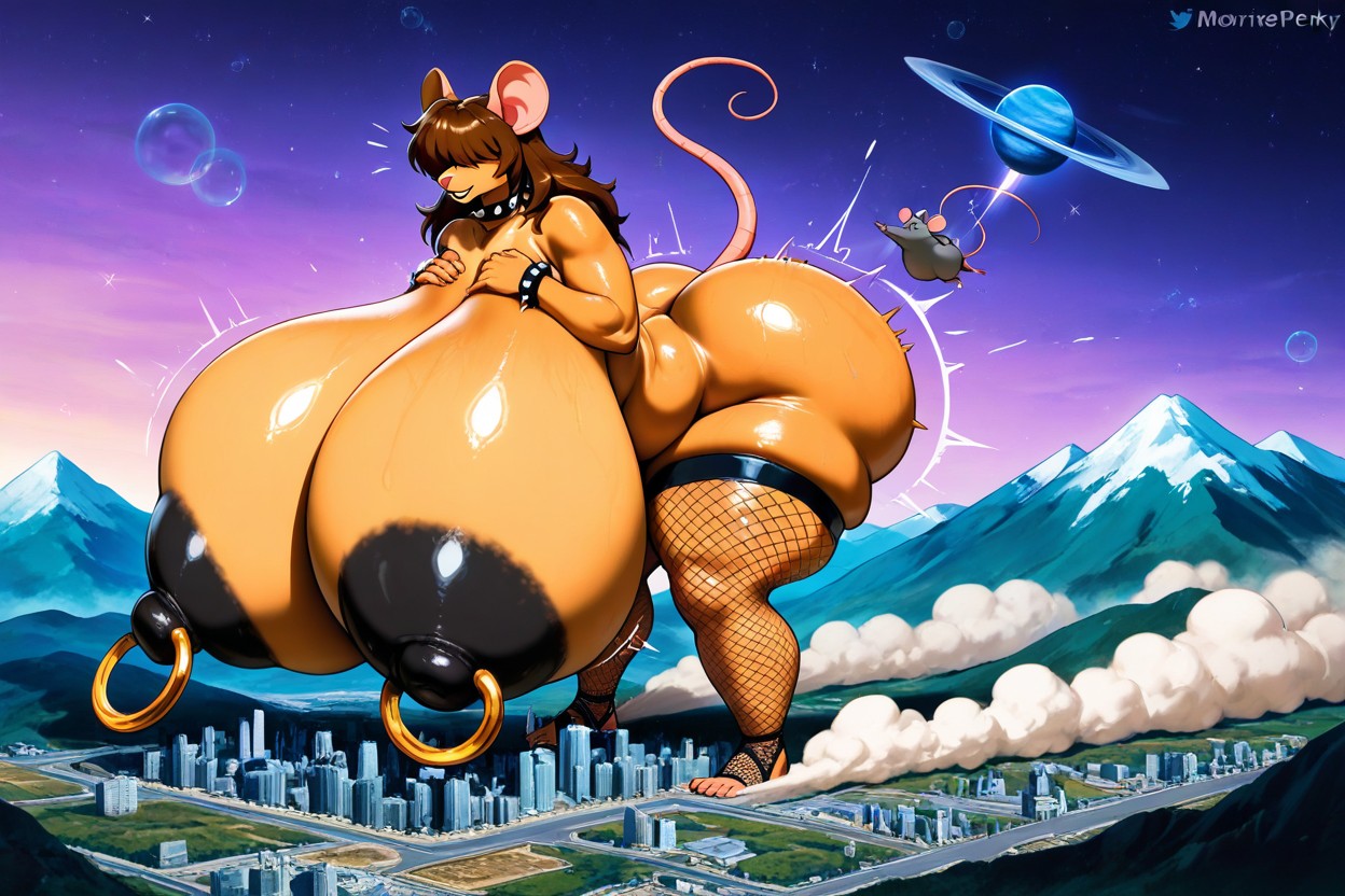 Messy Brown Hair, Colossal Breasts, Mouse Furry AI Porn