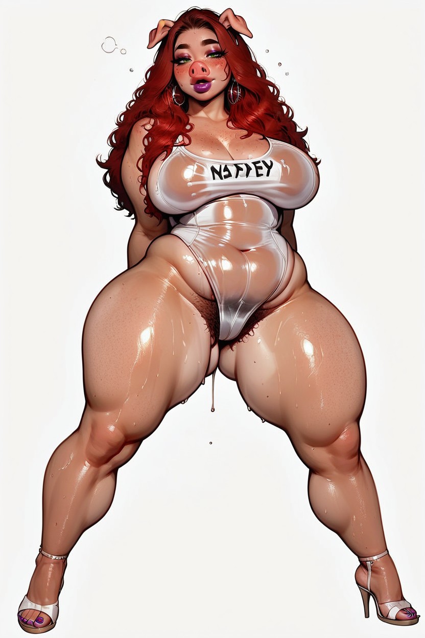 Pure White Background, Pink Skin, Fantasy D Style Furry AI Porn