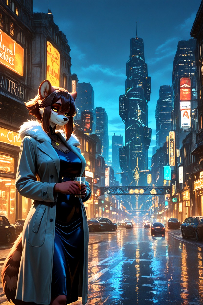 Reflections, Fitted Dress, Depth Perspective Furry AI Porn
