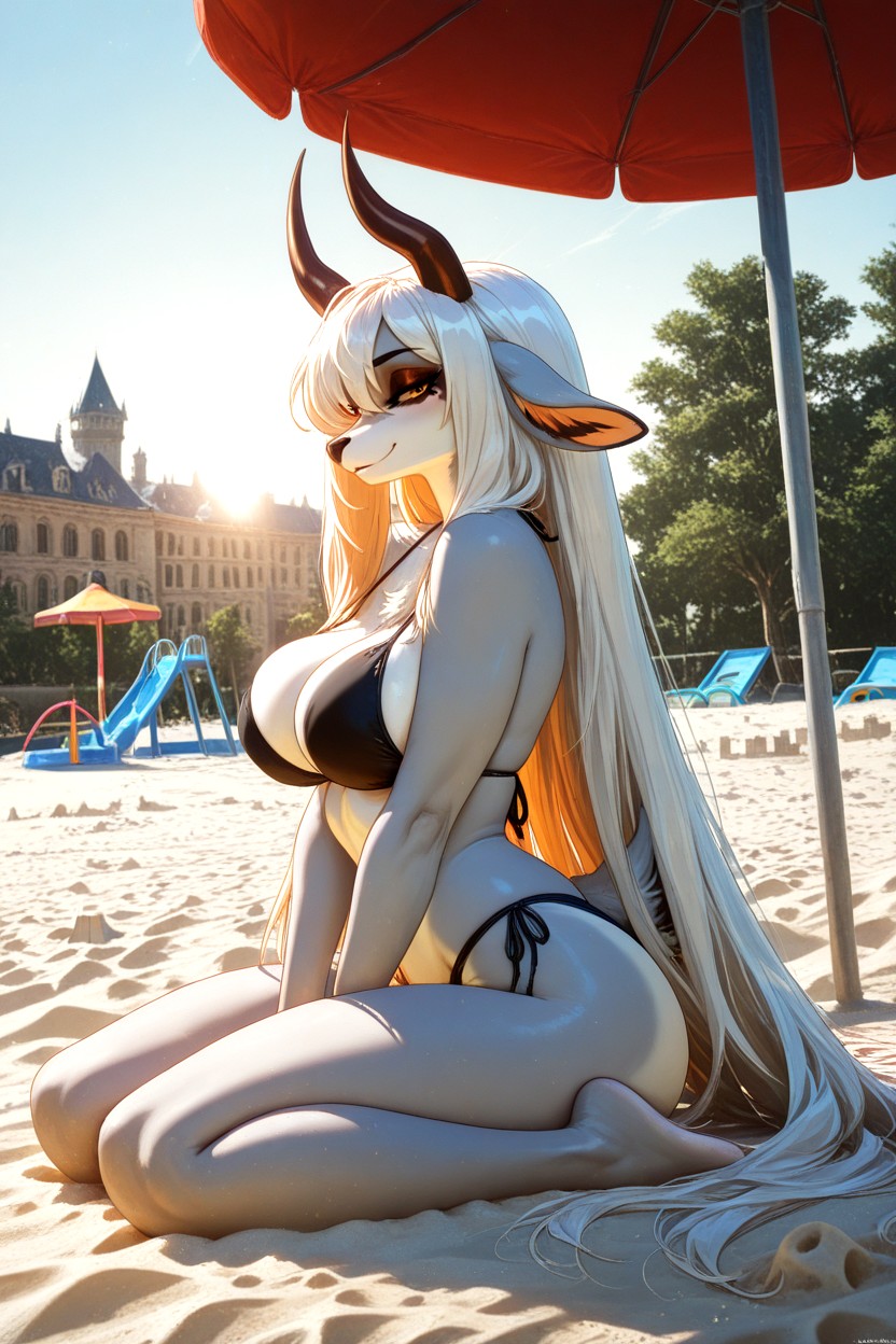 Strong Wind Effect, 18+, Beach Playground Vibe" Furry AI Porn