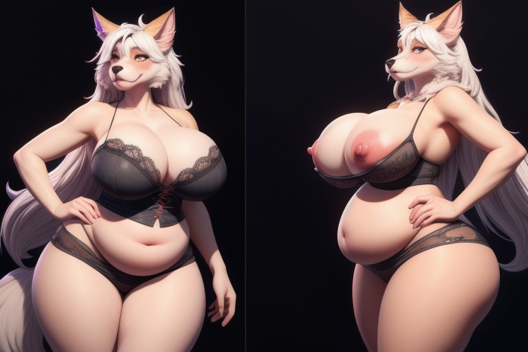 Ssbbw, Each Panel Shows Her Extremely Fat, Expansion Mammaire Porno IA Furry