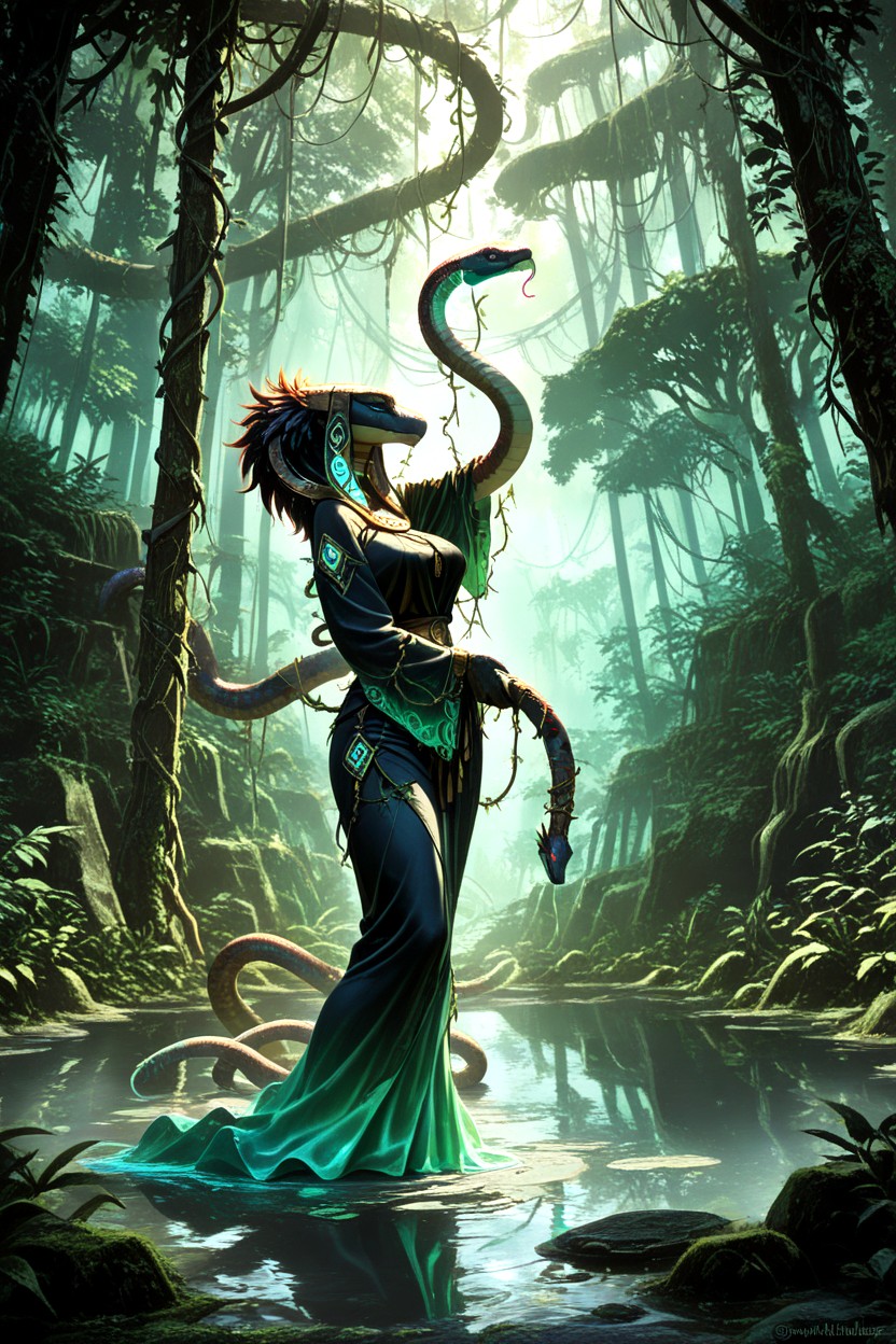 Cinematic Lighting, Dense Tropical Jungle, Full Body AI兽人黄片