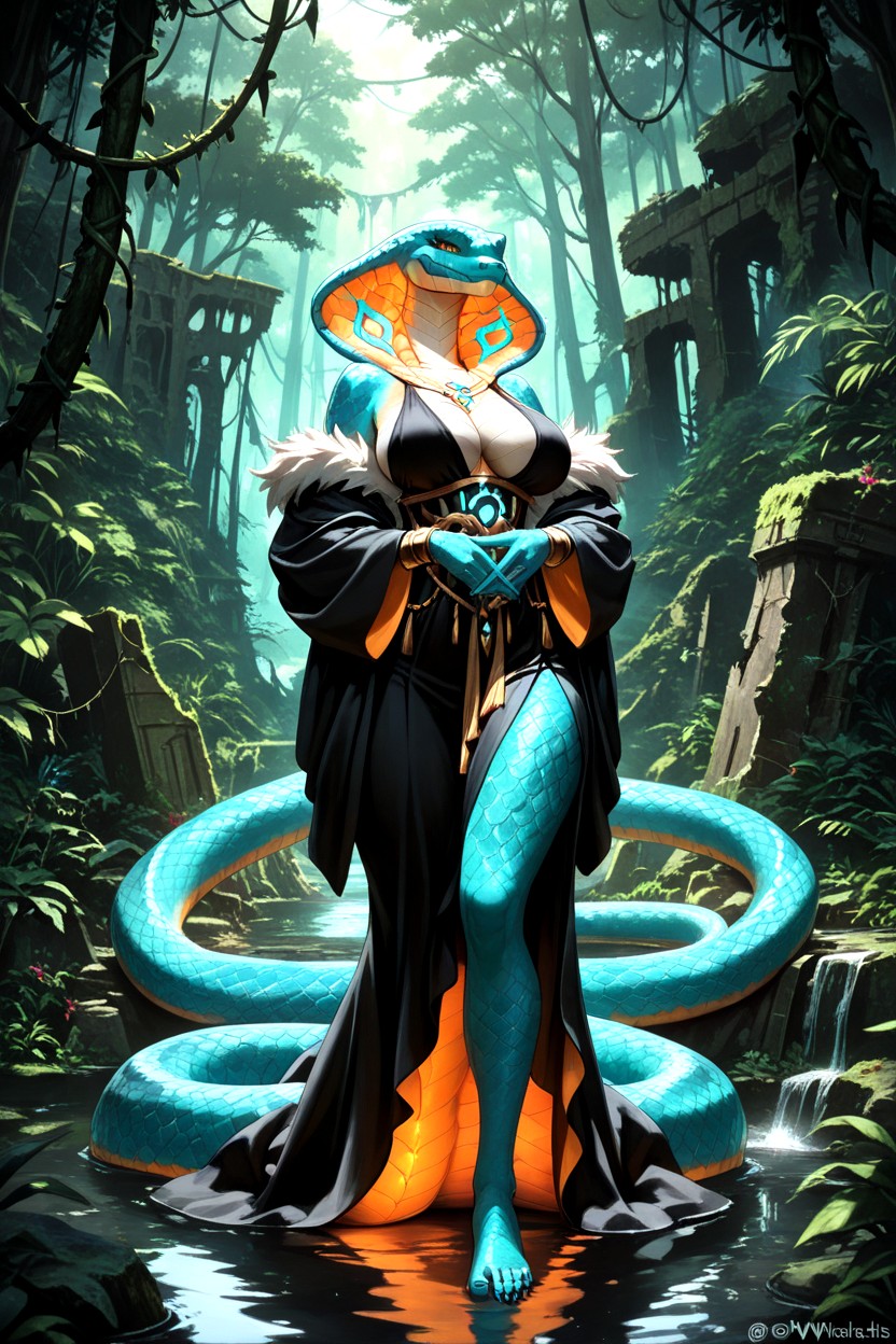 Female Anthro Inspired By Snake, Cinematic Lighting, Depth Furry IA