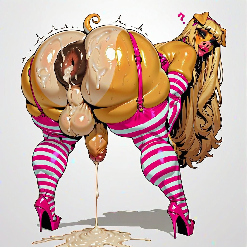 Huge Anus, Curvy, Looking At Viewer Pornografia peluda com IA
