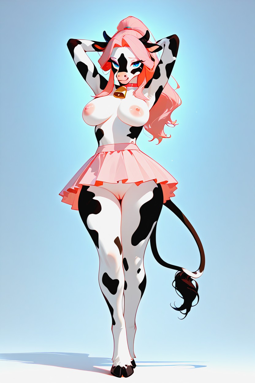 Lifting Up Skirt, Cow Tail, 18+ Furry AI Porn