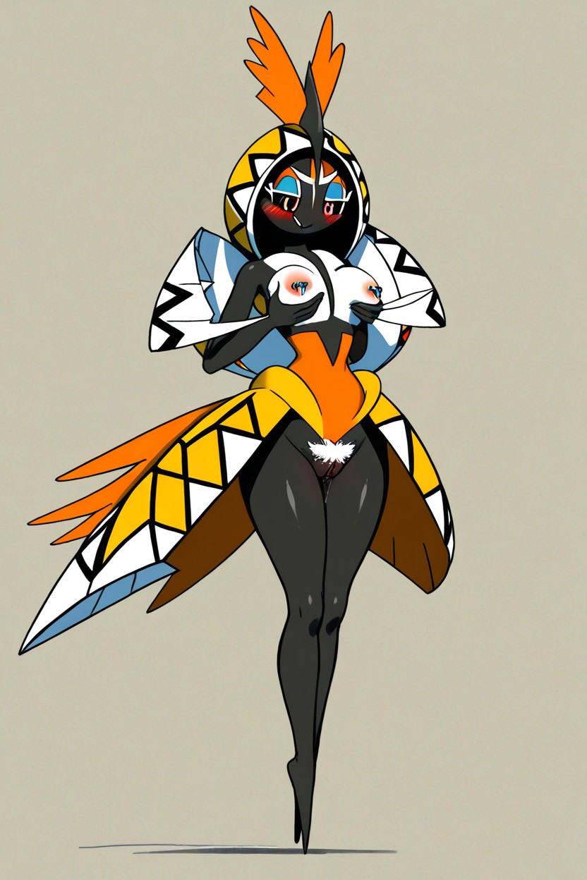 Side View, Female Tapu Koko Pokemon, Full Nude Furry AI Porn