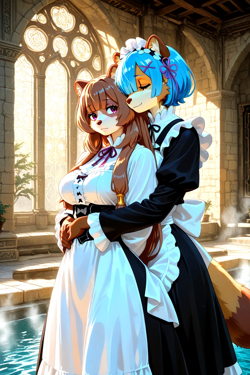 Calm Submissive Posture, "character Rem From Rezero − Starting Life In Another World, Depth Of Field Furry KI Porno