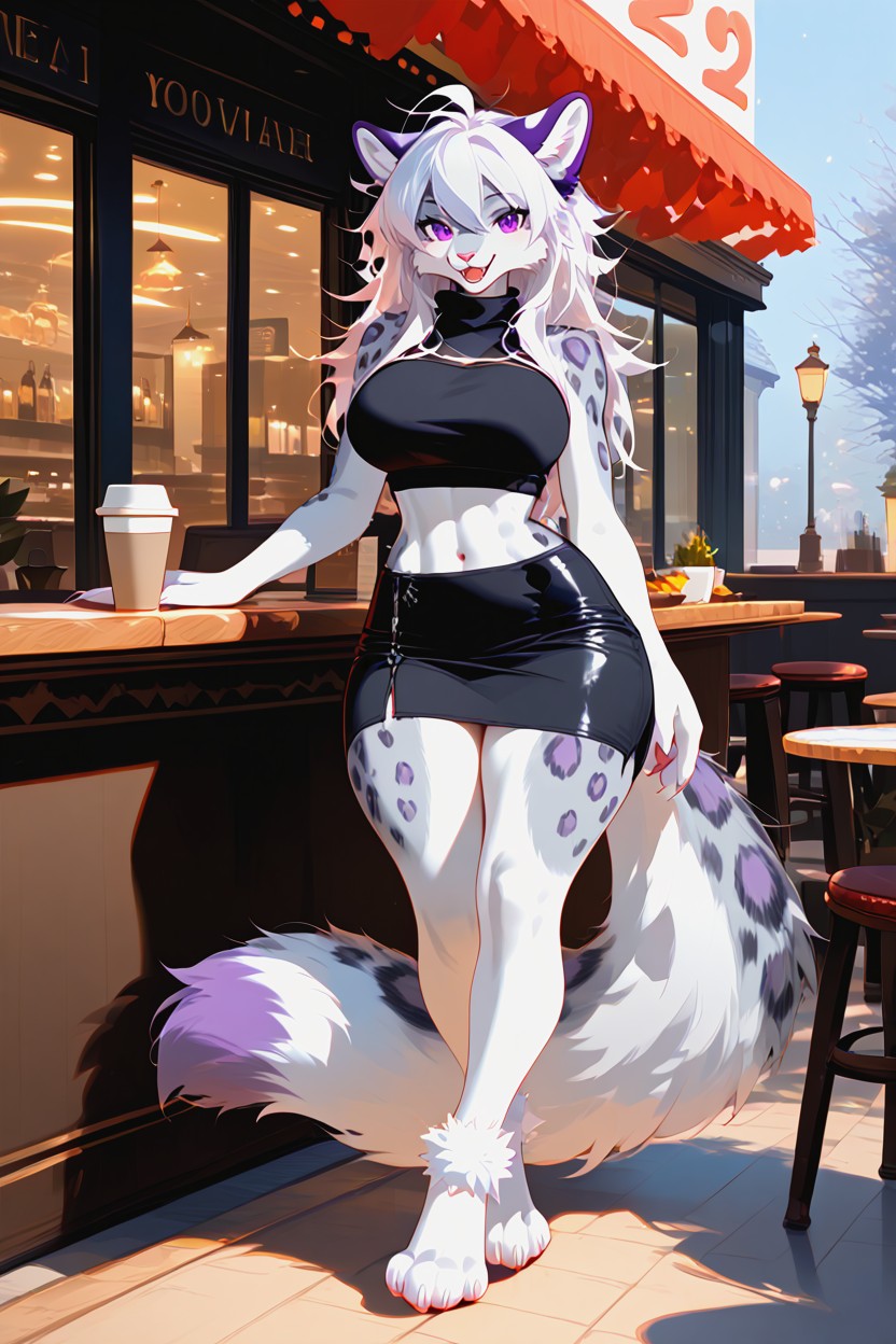 Black Skirt, Full View Of Body, Paws Furry AI Porn
