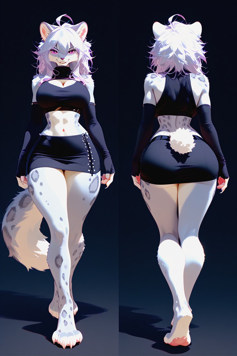 Face Only View, Thighs Are Larger Than Torso, Fluffy Paws Furry AI Porn