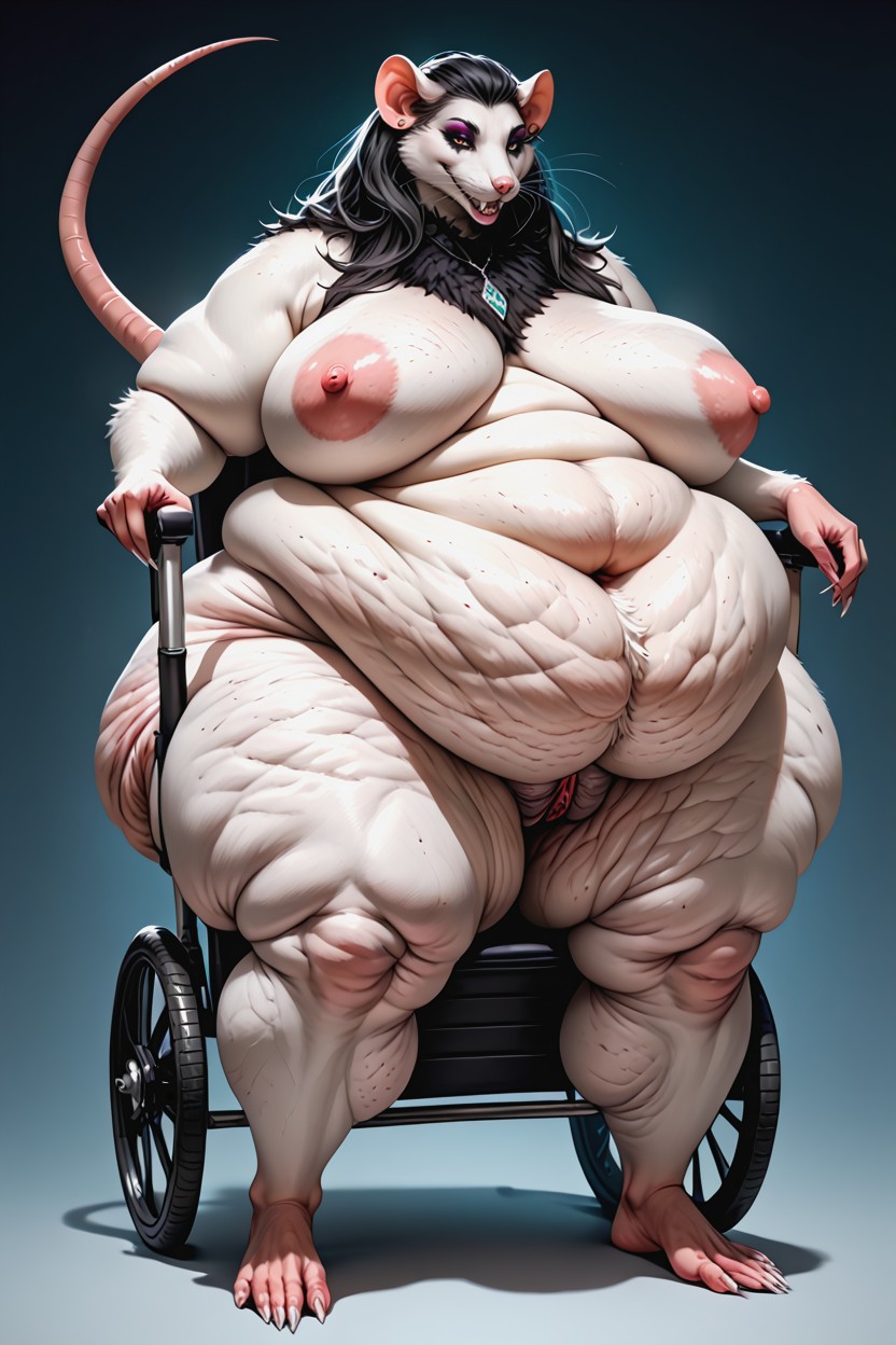 Pink Nipples, Multiple Chins, Vientre Colosal Furry IA